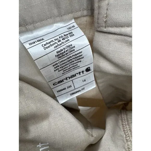 Carhartt smithville original fit light brown shorts size 18 - Picture 9 of 11